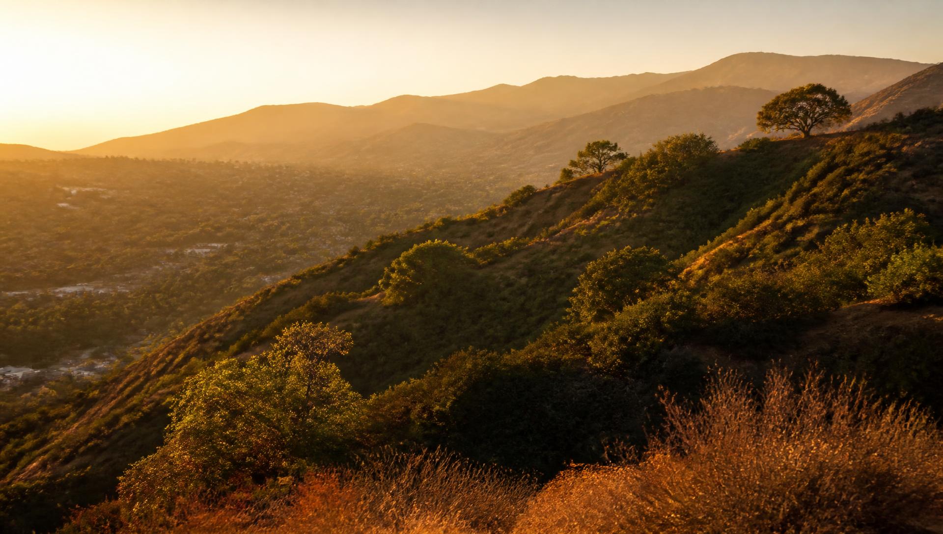 Golden hour over the San Gabriel foothills above La Crescenta